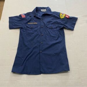 Boy Scouts Of America Blue Button Down Shirt Size Youth Large (14-16)